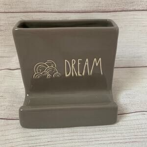 Rae Dunn Gray Pencil and Business Card Holder with DREAM Rainbow Detail 4 3/4"H